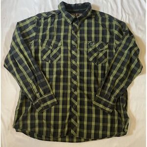 Realtree‎ Xtra Blue Green Lightweight Plaid Black Pearl Snap Outdoor Shirt XXL